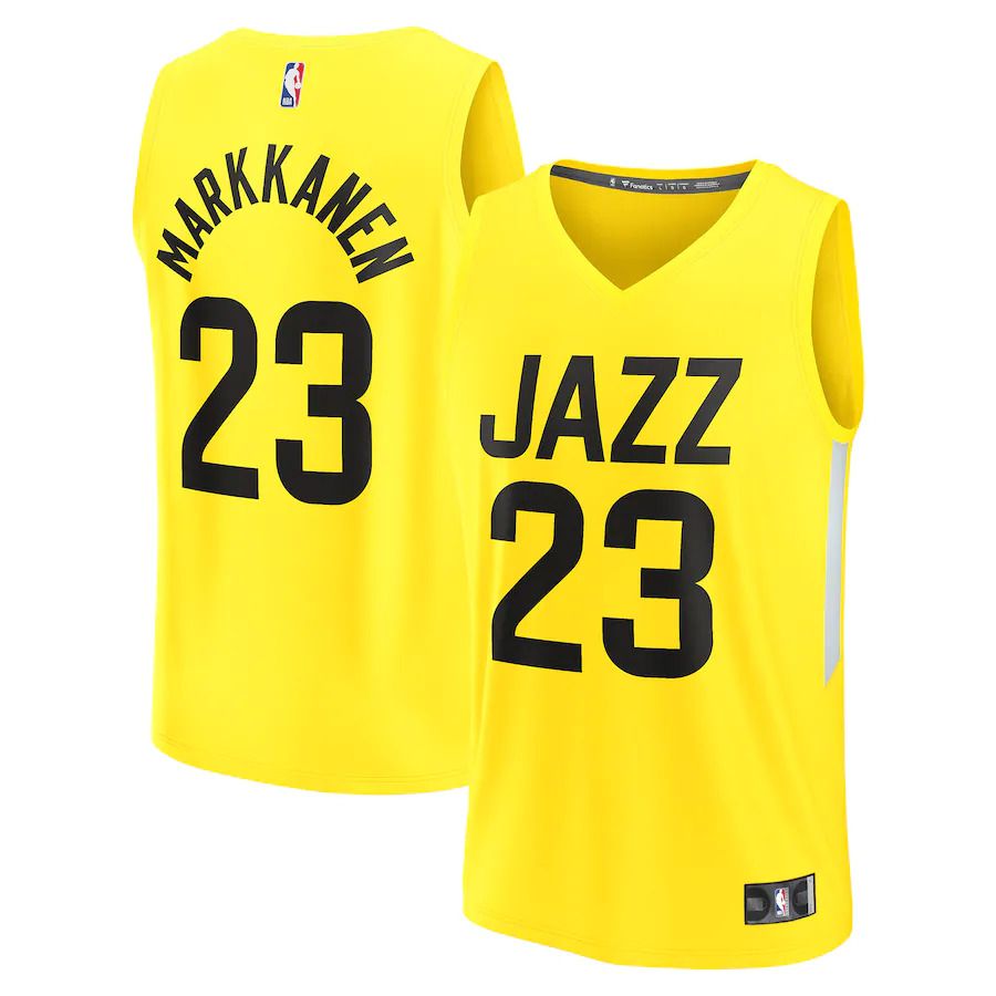 Men Utah Jazz #23 Lauri Markkanen Fanatics Branded Yellow 2022-23 Fast Break Replica Player NBA Jersey
